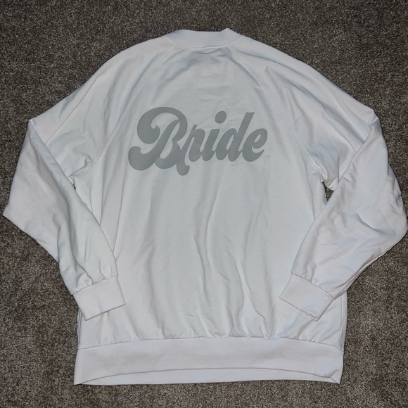 Show Me Your Mumu White Oversized Bride Crew Neck Sweatshirt Pullover Small S - Picture 1 of 4